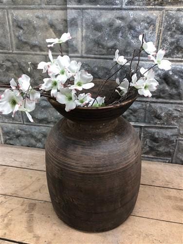 jug plant pot Wood Pot, Round Water Jug, Planter Urn, Flower Frog Display, Farmhouse –  The Old Grainery