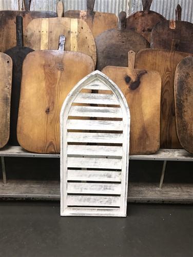 Distressed White Window Shutter Frame, Arched Wood Shutter Window Frame Decor