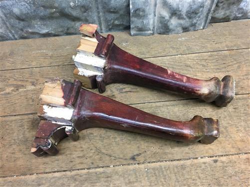 2 Elegant Wooden Legs, Table Support, Chair Bottom, Cabinet Vintage Furniture,
