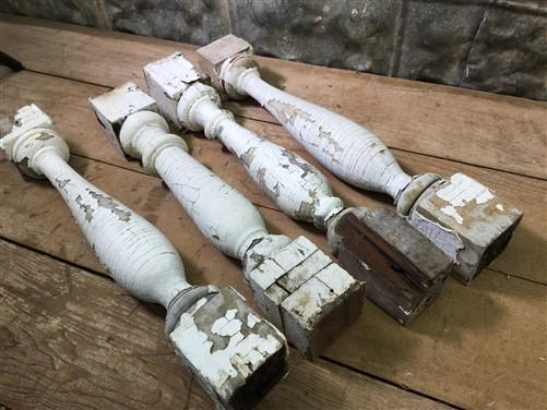 Balusters - 4 White Wood Balusters Architectural Salvage Spindles Porch TrimA14 by The Old Grainery (art and craft, balust...