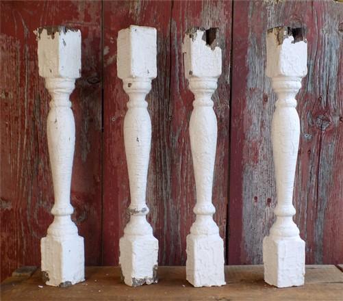 4 Balusters White Wood Architectural Salvage Spindles Porch Post House Trim A8,