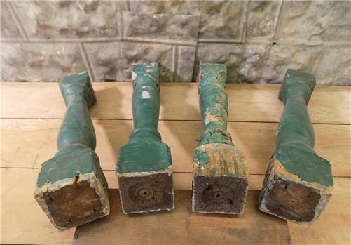 Balusters - 4 Vintage Green Wood Balusters, Reclaimed Spindles, Architectural Salvage, L by The Old Grainery (Architectura...