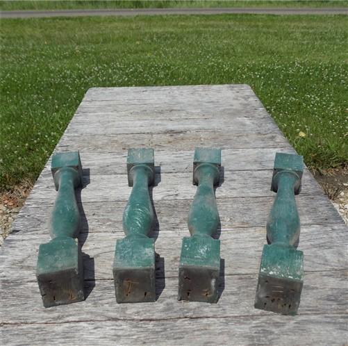 Balusters - 4 Vintage Green Wood Balusters, Reclaimed Spindles, Architectural Salvage, T by The Old Grainery (Architectura...