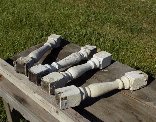 Balusters - 4 White Wood Balusters Reclaimed Spindles Porch Post House Trim A29 by The Old Grainery (Architectural, Carpen...