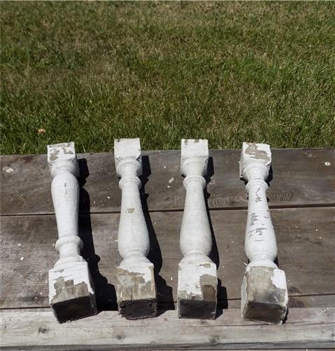 Balusters - 4 White Wood Balusters Reclaimed Spindles Porch Post House Trim A31 by The Old Grainery (Architectural, Carpen...