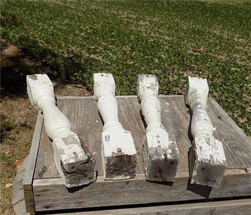 Balusters - 4 White Wood Balusters Reclaimed Spindles Porch Post House Trim A34 by The Old Grainery (Architectural, Carpen...