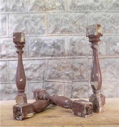Balusters - 4 Vintage Brown Wood Balusters, Reclaimed Spindles, Architectural Salvage, M by The Old Grainery (Architectura...