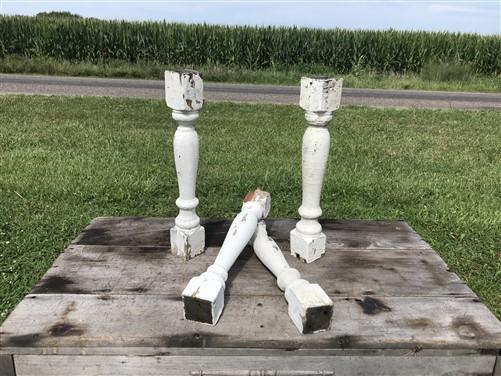 4 Balusters White Vintage Wood, Architectural Salvage, Porch Post House Trim A45
