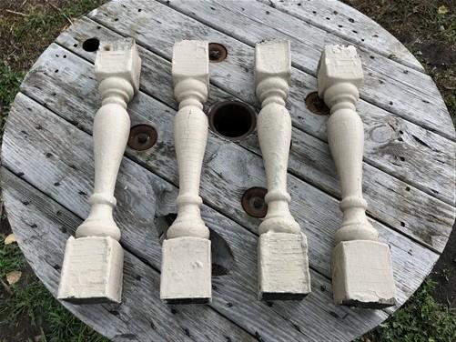Balusters - 4 Rustic Tan Wood Balusters Architectural Salvage Spindles Porch Trim, L by The Old Grainery (Architectural, C...