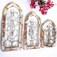 3 Arched Wood Metal Gothic Window Frames, Architectural Church Window Frames,
