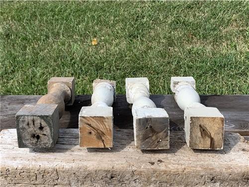 Balusters - 4 Rustic Painted Wood Balusters Architectural Salvage Spindles Porch Trim, A36 by The Old Grainery (Architectu...