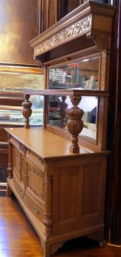 Oak Sideboard Buffet Vintage Dining Room Table Server Mirror, Cupboard Dresser