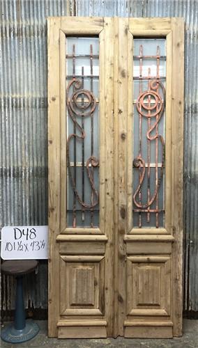 Antique French Double Doors (43x101.5) Wood Iron Doors, European Doors D48