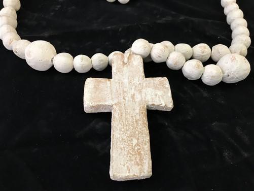 Wall Art - Wall Hanging Clay Bead Rosary, Rosary Catholic Crucifix, Terra Cota Cross, by The Old Grainery (catholic, Chris...
