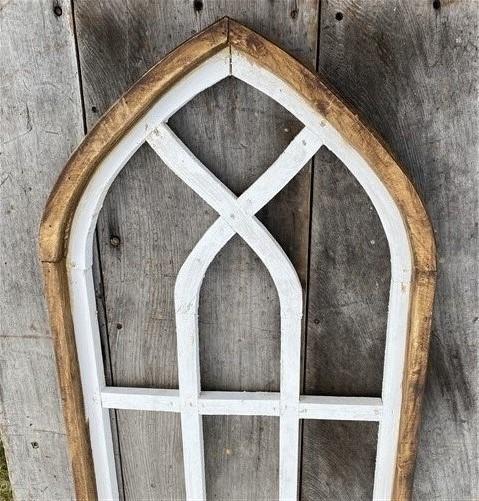 2 Tone Arched Cathedral Window Frame, Wooden Church Frame, Gothic Window Frame