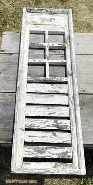 White Half Moon Shutter Wood Window Frame, Architectural Window Decorative Panel