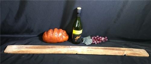 Vintage French Baguette Board, Wooden Bread Board Tray Dough Bowl Trencher A63,