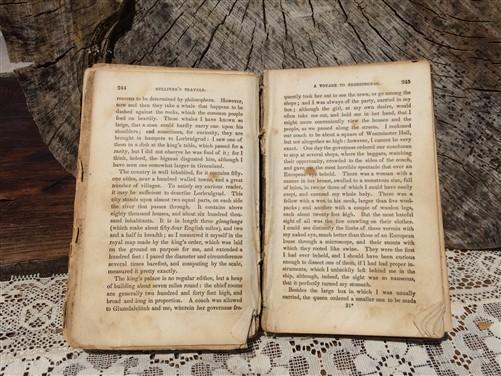 Books - 1851 Gulliver's Travels Illustrated, Swift, Antique Brittish Classic Literature, by The Old Grainery (1851, antiqu...