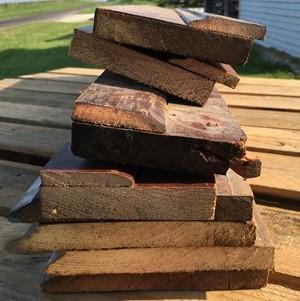 8 Wood Trim Pieces, Architectural Salvage, Reclaimed Vintage Wood Baseboard A26