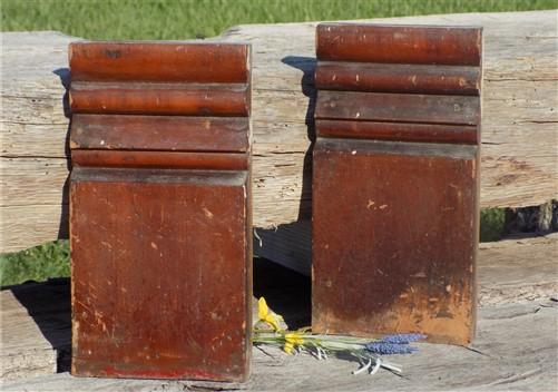 2 Plinth Blocks, Door Trim Molding, Architectural Salvage, Antique Wood Trim C3,