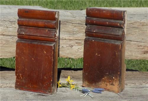 2 Plinth Blocks, Door Trim Molding, Architectural Salvage, Antique Wood Trim C3,