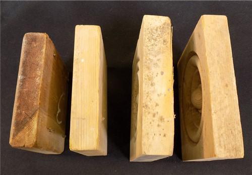 Wood Tim - 4 Plinth Blocks, Antique Bullseye Rosettes, Architectural Salvage, Wood Trim A55 by The Old Grainery (4, Antiqu...