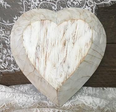 Heart shaped decorative bowl - White Wood Heart Bread Dough Bowl, Rustic French Country Carved Centerpiece O by The Old Gr...