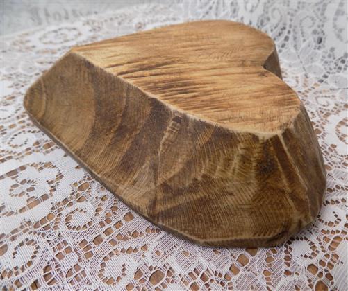 Wood Bowl - Mini Wooden Heart Bread Dough Bowl, Rustic French Country Carved Centerpiece B, by The Old Grainery (Carved, C...