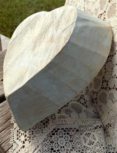 Wood Bowl - Seafoam Blue Green Mini Wood Heart Bowl, Rustic French Country Centerpiece E, by The Old Grainery (Carved, Cou...