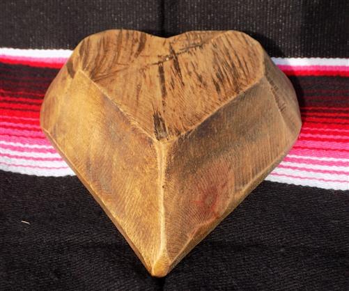 Mini Wooden Heart Bread Dough Bowl, Rustic French Country Carved Centerpiece K,