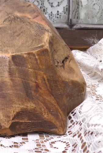 Dark Wood Bowl, Rustic Farmhouse Table Decor, Mini Carved Wooden Bread Bowl A9,
