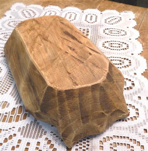 Dark Wood Bowl, Rustic Farmhouse Table Decor, Mini Carved Wooden Bread Bowl A16,