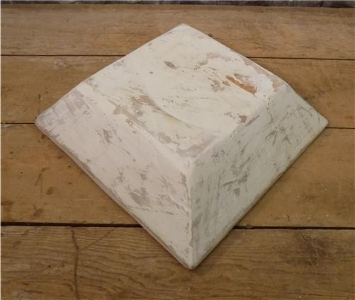 White Wood Square Bread Dough Bowl, Rustic French Country Carved Centerpiece W