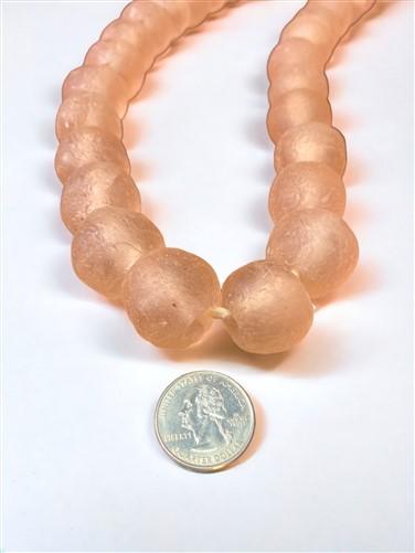 4 Strands Pale Pink Beads, African Recycled Glass Beads, Eco Friendly Sea Glass,