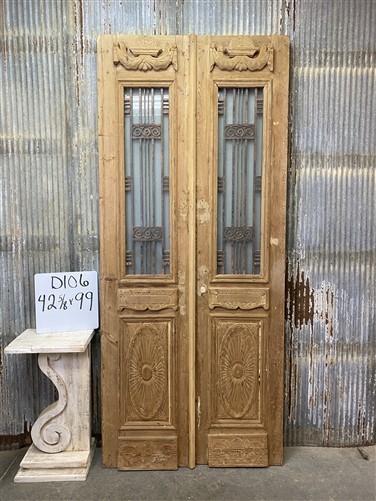 Antique French Double Doors (42.5x99) Wood Iron Doors, European Doors D106