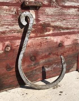 Hand Forged Metal Hook, Industrial Age Rigging Hook, Large Nautical Hook