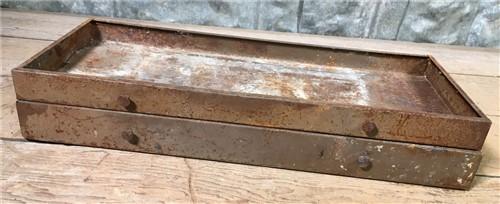 Pair 2 Metal Drawers, Filing Cabinet Trays, Vintage Rustic Storage Bins,