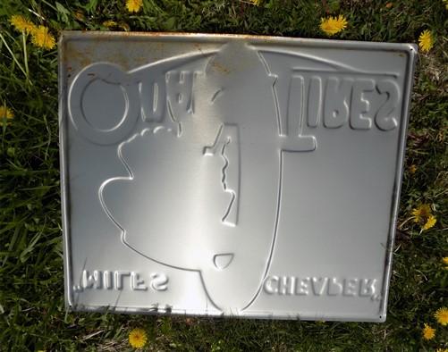 Signs - Quaker Tires Sign, Tin Advertising Sign, Gas Service Station Sign, Tires Sign by The Old Grainery (advertising, ad...