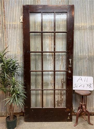 15 Pane Glass Door (38x89.5), Vintage American Door, Architectural Salvage, A11