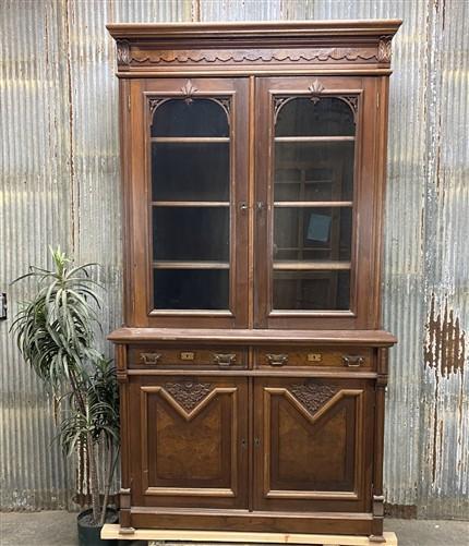 Walnut Dining Room Cabinet, Vintage China Hutch, Display Case