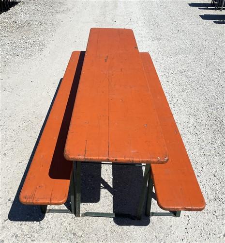 Wood Vintage German Beer Garden Table and Benches, Oktoberfest Picnic Table G120