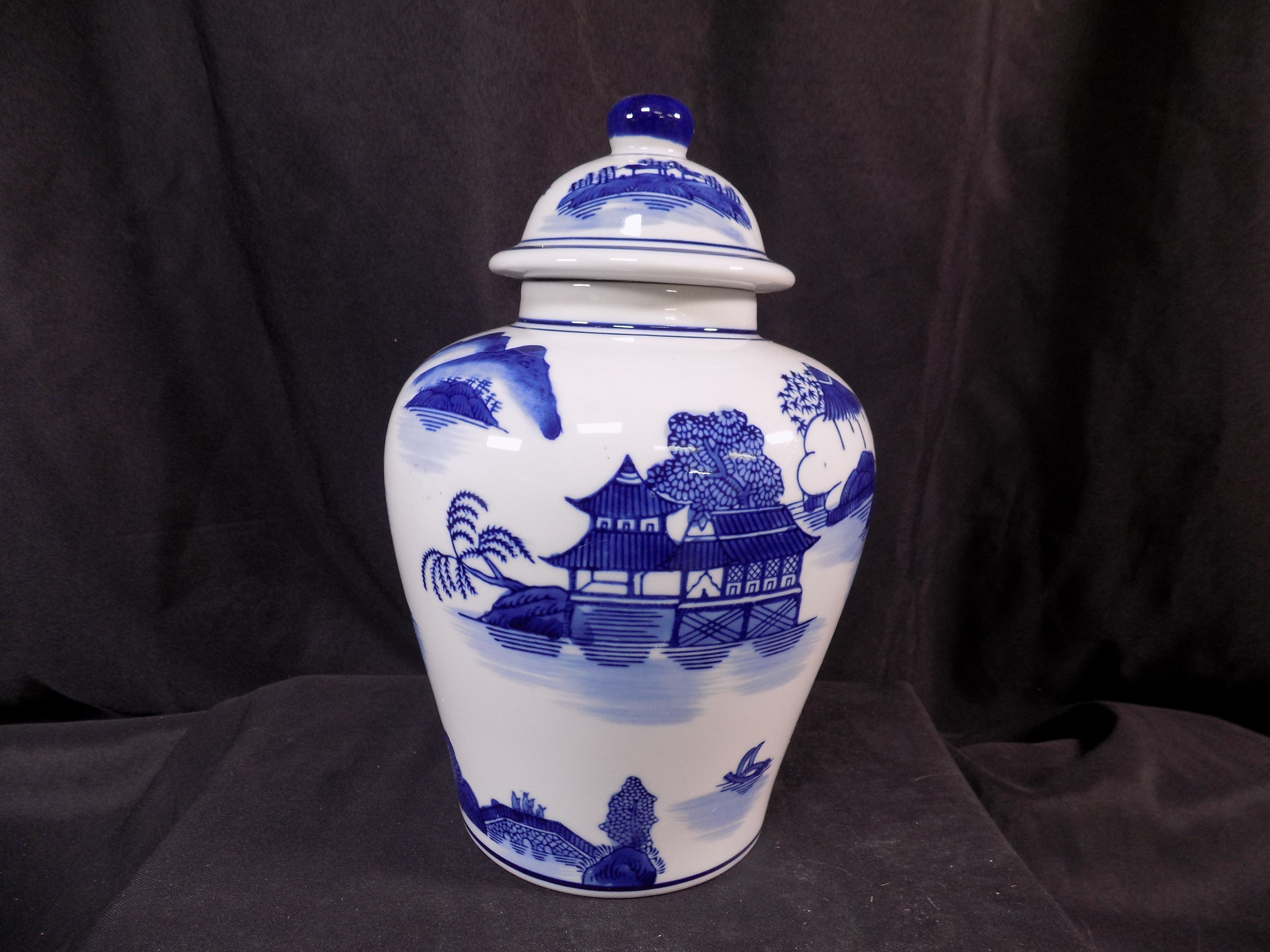 Blue & White Pagoda Ginger Jar, 10 Chinese Porcelain Decor