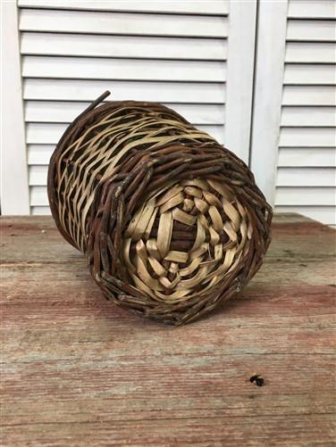 Small French Glass Demijohn Bottle, Woven Wicker Bottle, Rustic Farmhouse A2