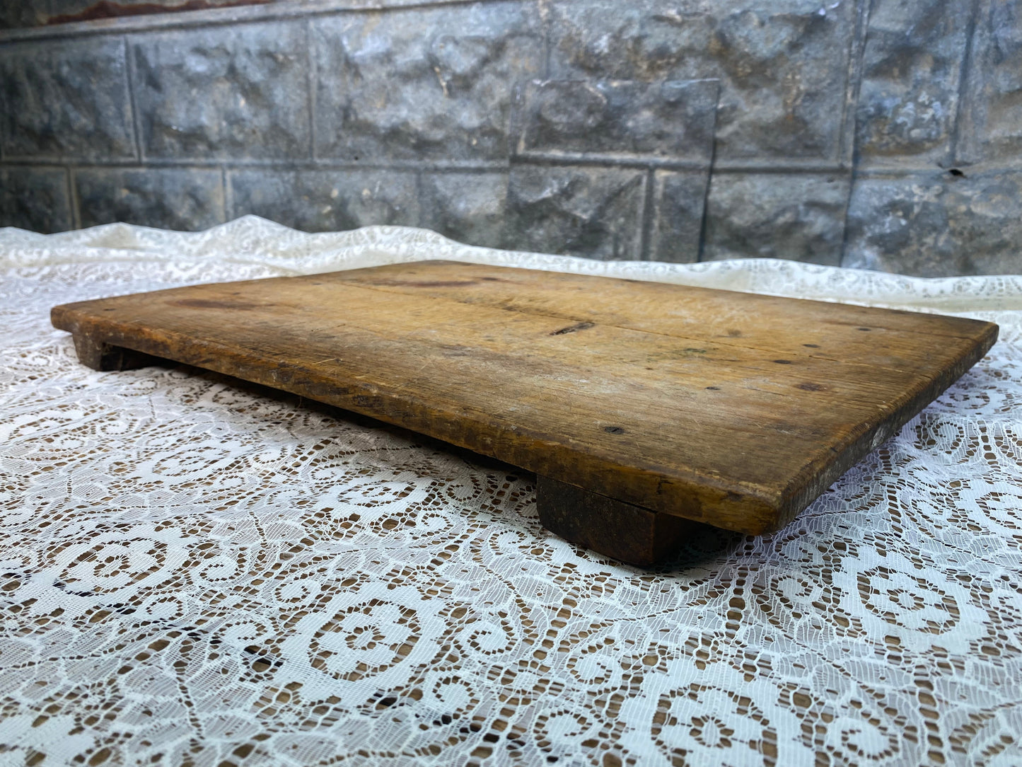 Bread Board - Large Vintage French Bread Board, Rectangle Turkish Breadboard, Charcuterie G54 by The Old Grainery (bread b...