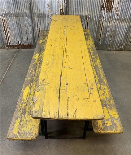 Wood Vintage German Beer Garden Table and Benches, Oktoberfest Picnic Table G136