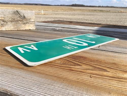 Signs - SW 10th AV Street Sign, 9x24 Vintage Green Road Sign, Metal Road Sign, E by The Old Grainery (6th avenue, 9 x 24,...