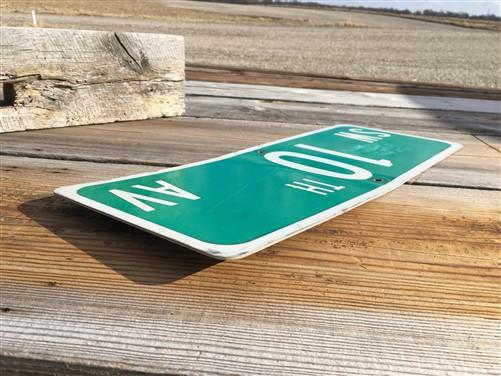 Signs - SW 10th AV Street Sign, 9x24 Vintage Green Road Sign, Metal Road Sign, F by The Old Grainery (10th avenue, 9 x 24,...