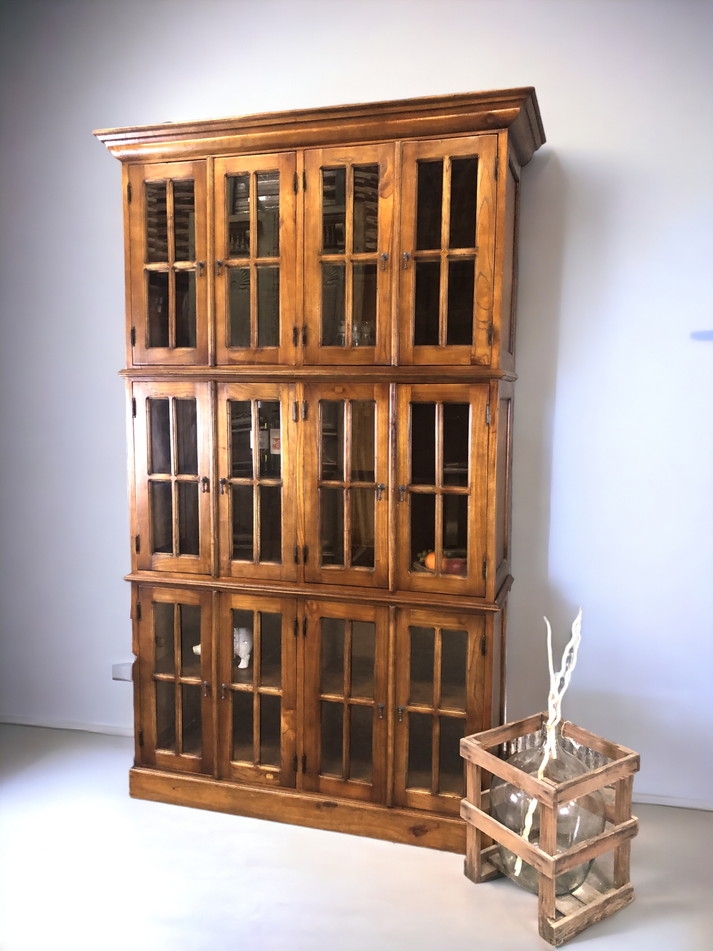 4'10" Triple Stack Cabinet, Walnut Kitchen Cabinet, Bookcase, Kitchen Storage C