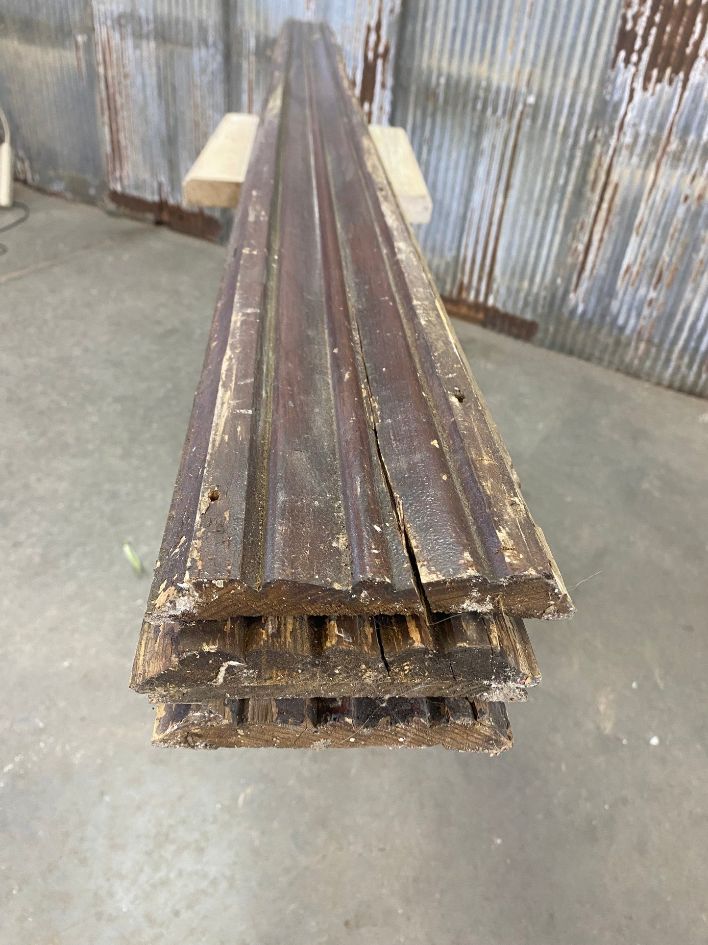 4 Reclaimed Wainscoting Bead Board Pieces, Architectural Salvage Vintage A37,