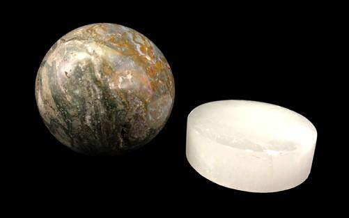 Polished Gemstone Sphere - Polished Gemstone Rock Sphere, Stone Holder Display, Reiki Healing Sphere F by The Old Grainery...
